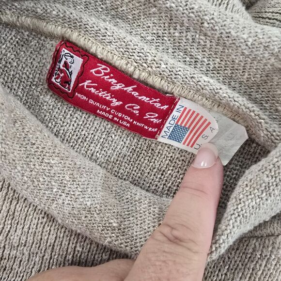 Vintage Binghamton Rudolph Sweater Womens S Beige Reindeer Mock Neck Holiday USA - Picture 7 of 9